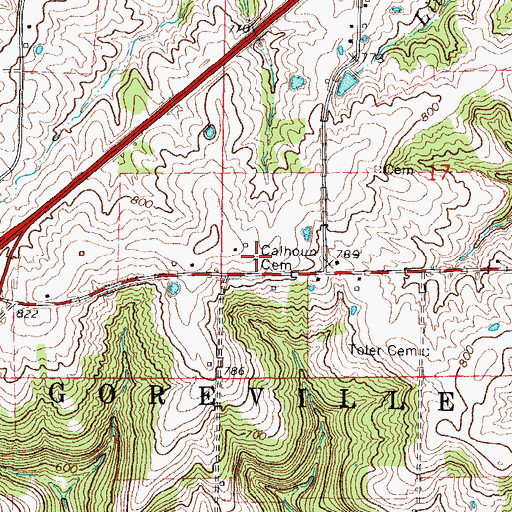 Topographic Map of Calhoun Cemetery, IL
