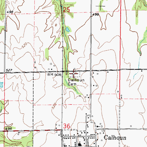 Topographic Map of Calhoun Cemetery, IL