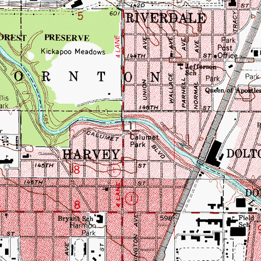 Topographic Map of Calumet Park, IL