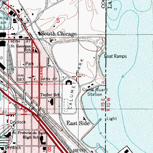 Topographic Map of Calumet Park, IL