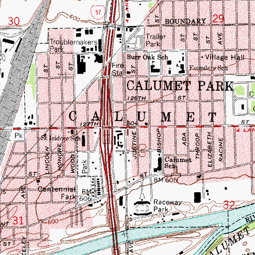 Topographic Map of Calumet Park, IL