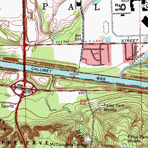 Topographic Map of Calumet Sag Channel, IL