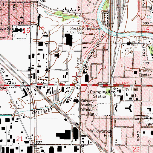 Topographic Map of Calumet Union Drainage Ditch, IL