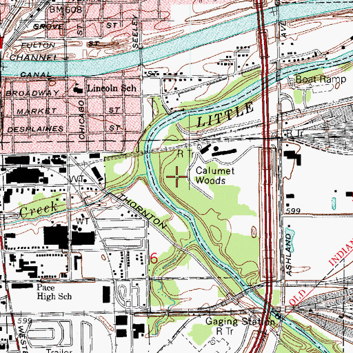 Topographic Map of Calumet Woods, IL