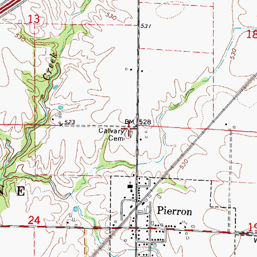Topographic Map of Calvary Cemetery, IL