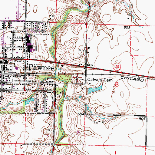 Topographic Map of Calvary Cemetery, IL