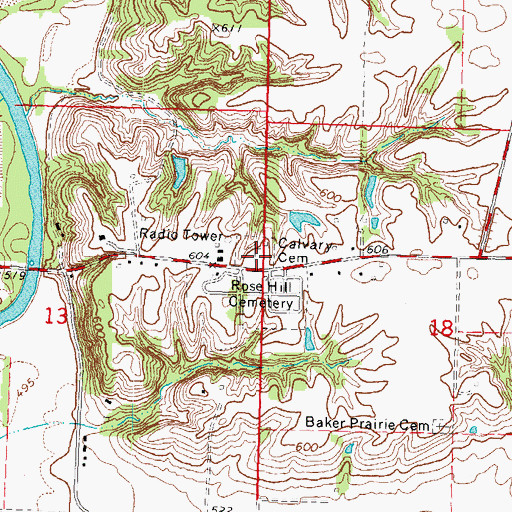 Topographic Map of Calvary Cemetery, IL