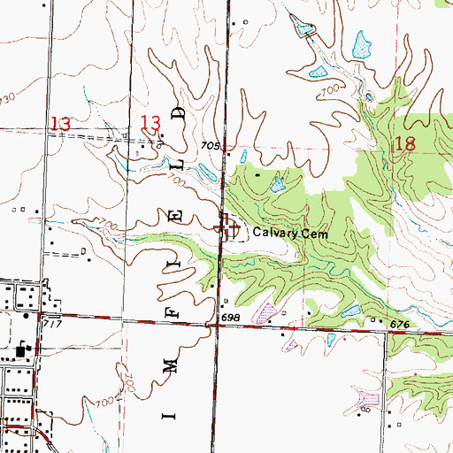 Topographic Map of Calvary Cemetery, IL