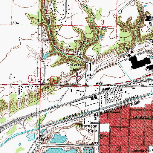 Topographic Map of Calvary Catholic Cemetery, IL