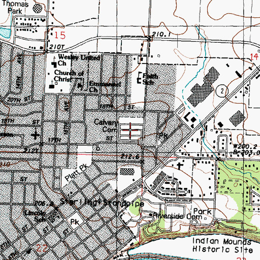 Topographic Map of Calvary Cemetery, IL