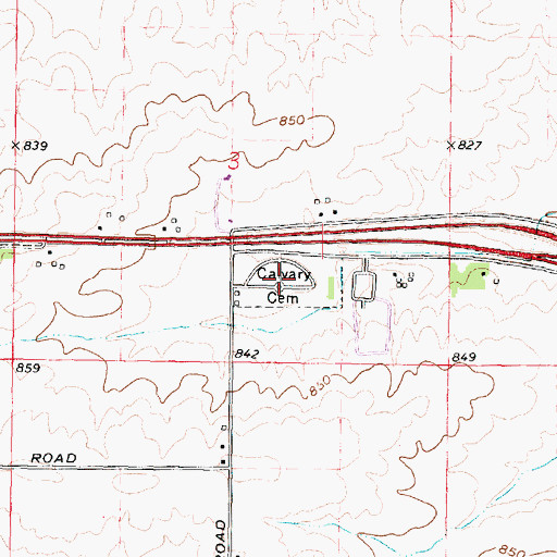 Topographic Map of Calvary Cemetery, IL