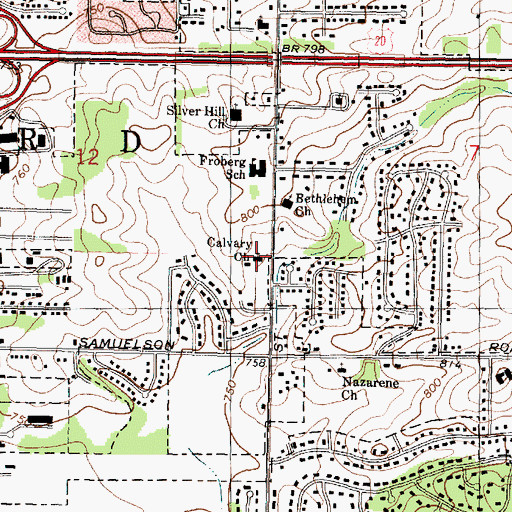 Topographic Map of Calvary Church, IL