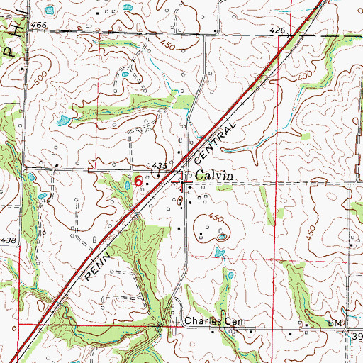 Topographic Map of Calvin, IL