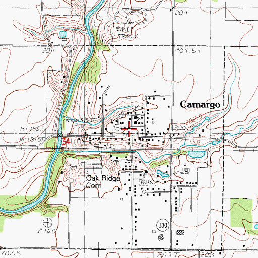 Topographic Map of Camargo, IL