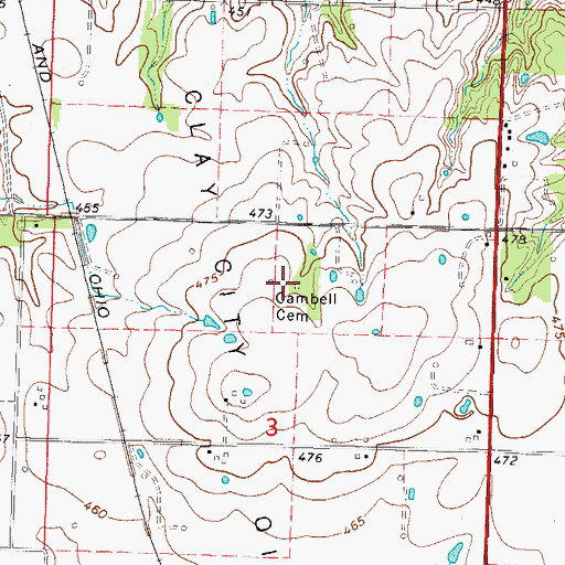 Topographic Map of Cambell Cemetery, IL