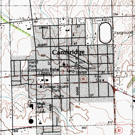 Topographic Map of Cambridge, IL