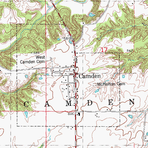 Topographic Map of Camden, IL