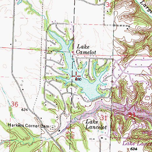 Topographic Map of Lake Camelot, IL