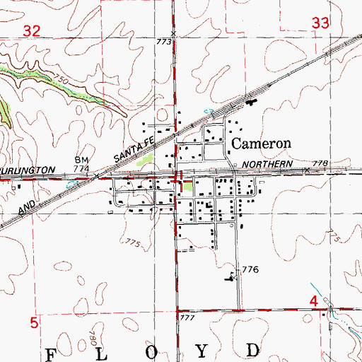 Topographic Map of Cameron, IL