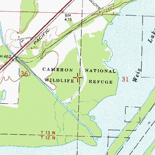 Topographic Map of Cameron National Wildlife Refuge, IL