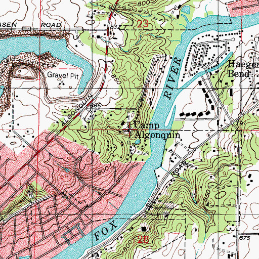 Topographic Map of Camp Algonquin, IL