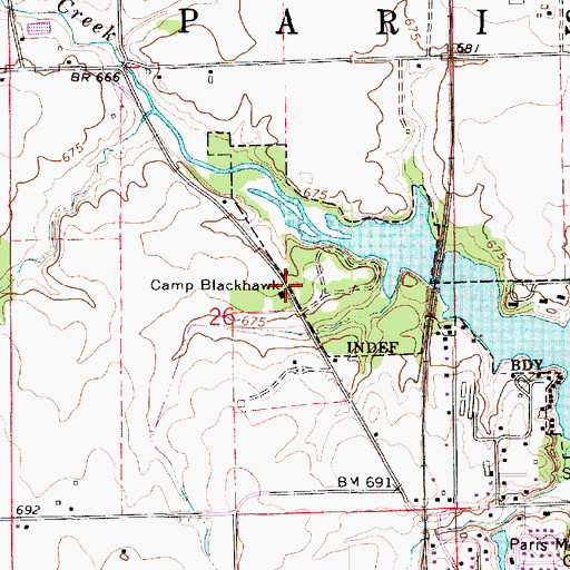 Topographic Map of Camp Blackhawk, IL