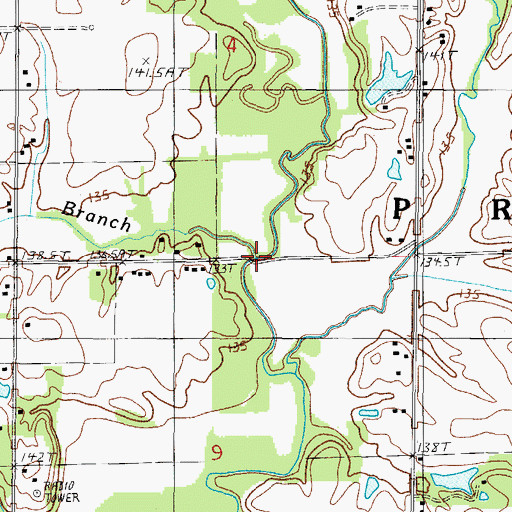 Topographic Map of Camp Branch, IL