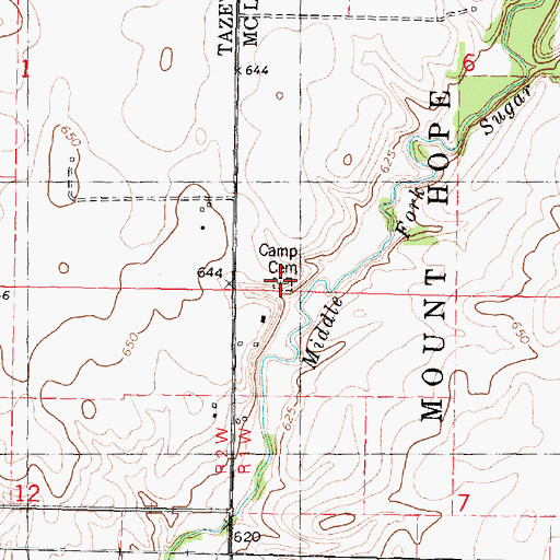 Topographic Map of Camp Cemetery, IL