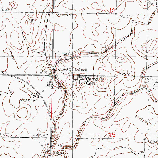 Topographic Map of Camp Cemetery, IL