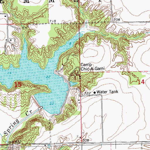 Topographic Map of Camp Chic-A-Gami, IL