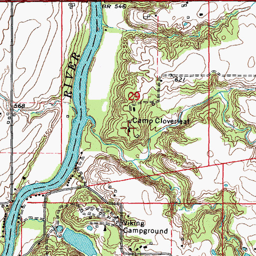 Topographic Map of Camp Cloverleaf, IL