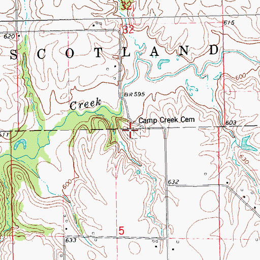 Topographic Map of Camp Creek Cemetery, IL