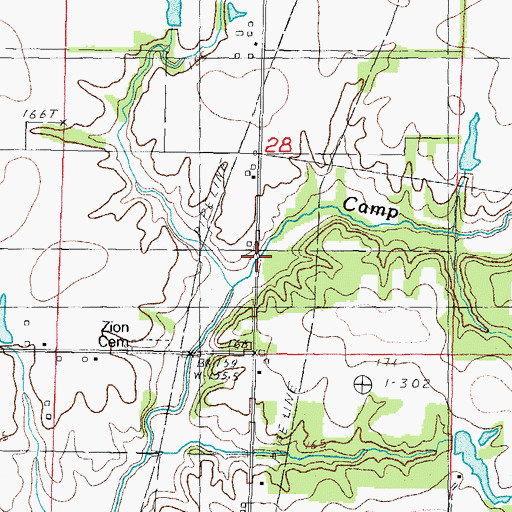 Topographic Map of Camp Creek School (historical), IL