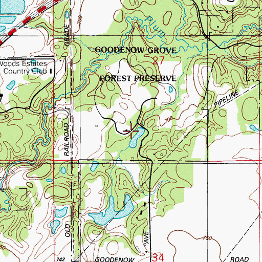 Topographic Map of Camp Crete, IL