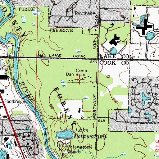 Topographic Map of Camp Dan Beard, IL