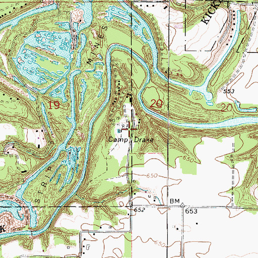 Topographic Map of Camp Drake, IL