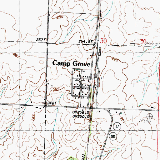 Topographic Map of Camp Grove, IL