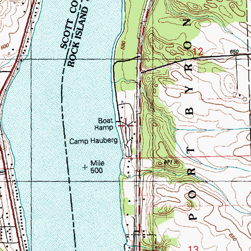 Topographic Map of Camp Hauberg, IL