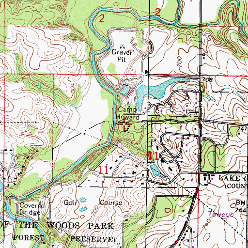Topographic Map of Camp Howard, IL