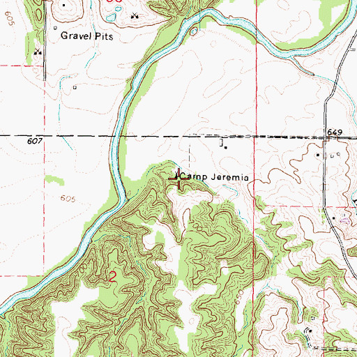 Topographic Map of Camp Jeremia, IL