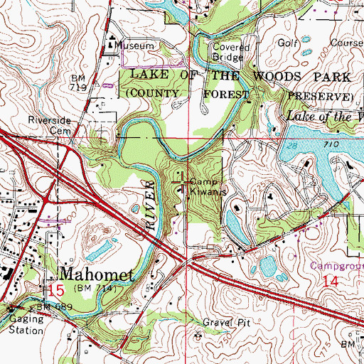 Topographic Map of Camp Kiwanis, IL