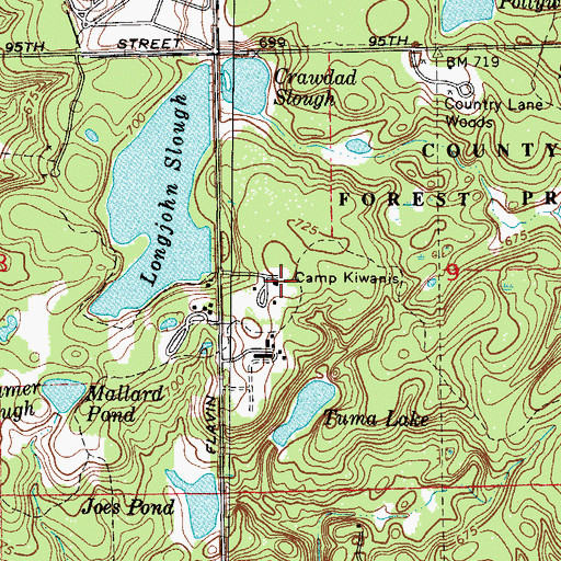 Topographic Map of Camp Kiwanis, IL