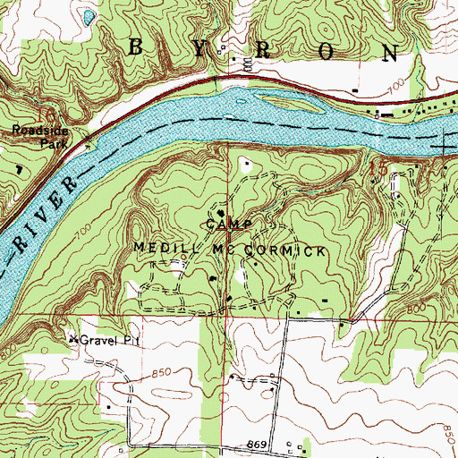 Topographic Map of Camp Medill McCormick, IL