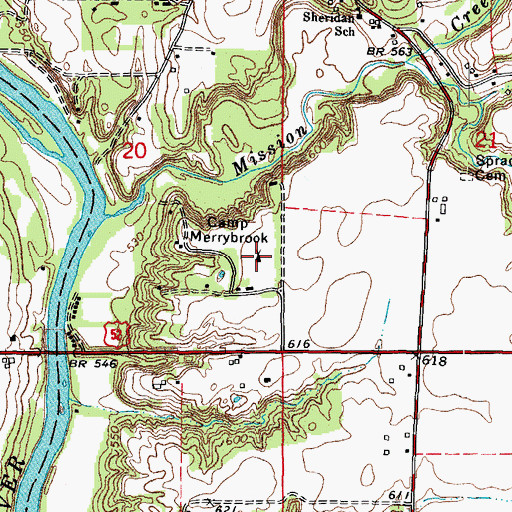 Topographic Map of Camp Merrybrook, IL