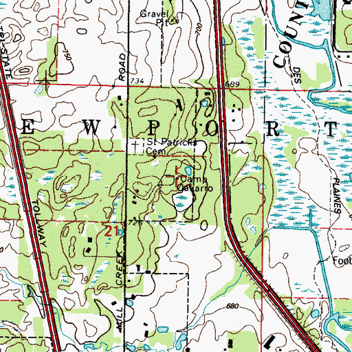 Topographic Map of Camp Oakarro, IL