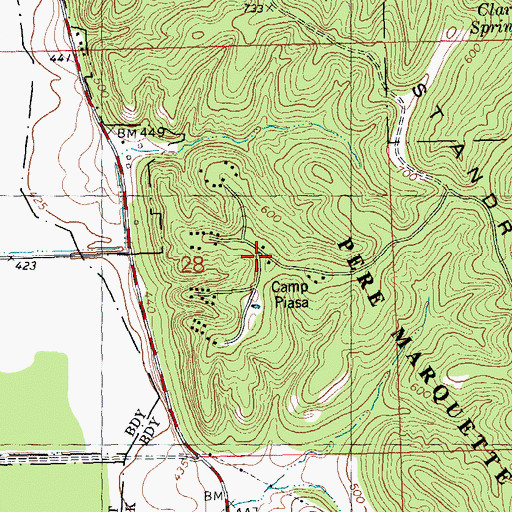Topographic Map of Camp Piasa, IL