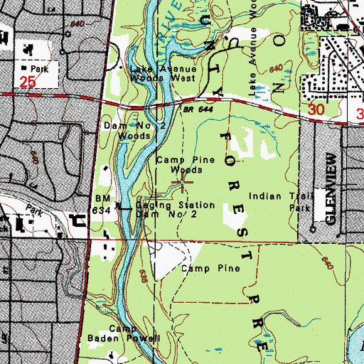 Topographic Map of Camp Pine Woods, IL