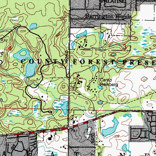 Topographic Map of Camp Reinberg, IL
