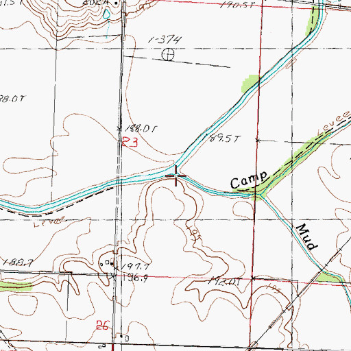 Topographic Map of Camp Run, IL