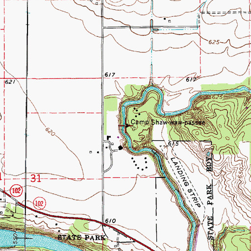 Topographic Map of Camp Shaw-Waw-Nassee, IL